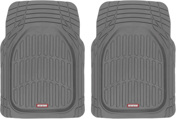 2 Piece Front Car Floor Mats- Gray Flextough Contour Liners-Deep Dish Heavy Duty Rubber Floor Mats for Car SUV Truck & Van-All Weather Protection, Universal Trim to Fit