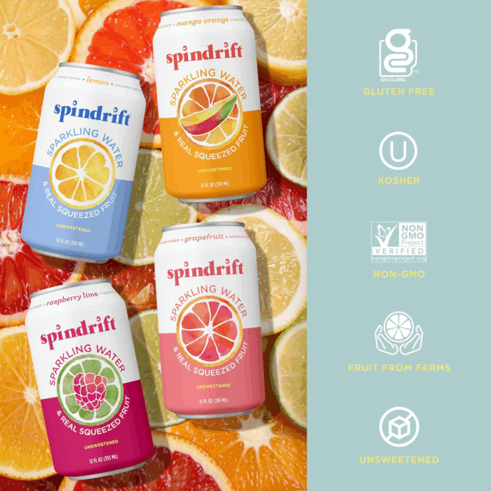 Sparkling Water, 4 Flavor Variety Pack, Made with Real Squeezed Fruit, 12 Fl Oz (Pack of 20) - Image 3