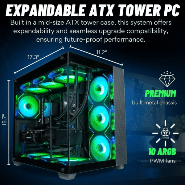 Panorama XL RTX 5090 Gaming Desktop PC - AMD Ryzen 9 9950X3D, 192GB DDR5 RAM, 4TB Nvme 990 Pro Gen4 SSD, 10TB HDD, Wifi 6E + BT, HDMI, Windows 11 Pro - Best 2025 RGB Prebuilt Tower Computer for Gamers - Image 7