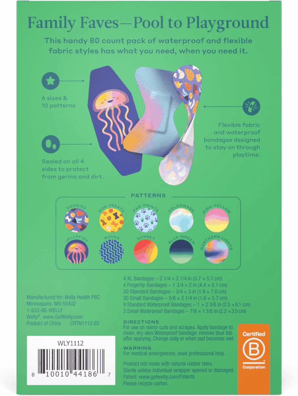 Bandage Family Pack | Adhesive Flexible Fabric & Waterproof Bandages | Assorted Shapes and Patterns for Minor Cuts, Scrapes, and Wounds - 80 Count - Image 3