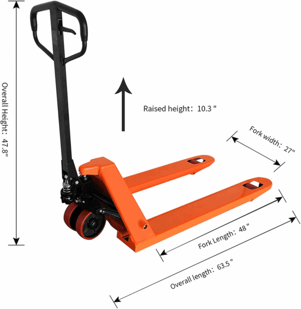 Manual Pallet Jack/Pallet Truck 48" Lx27“W 5500Lbs Capacity Hand Pallet Jack - Image 2