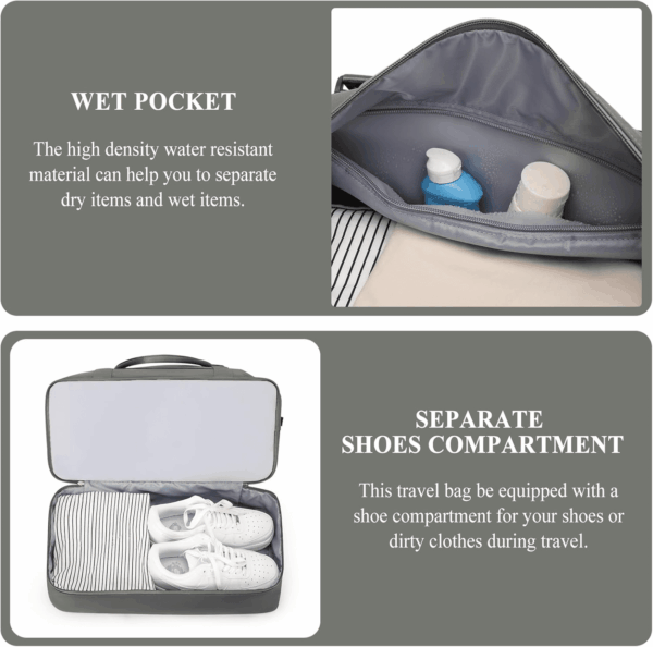 Weekender Bags for Women,Personal Item Travel Bag with Shoes Compartment,Overnight Travel Duffel Bag,Gym Bag,3 Pcs Set - Image 5