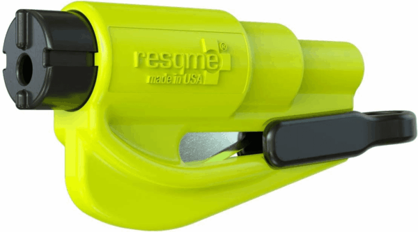 the Original Emergency Keychain Car Escape Tool, 2-In-1 Seatbelt Cutter and Window Breaker, Made in USA, Yellow- Compact Emergency Hammer