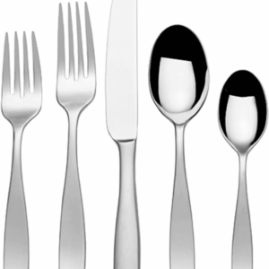 , Satin Loft Flatware Service for 12, 65 Piece Set, 18/10 Stainless Steel, Silverware Set with Serving Utensils