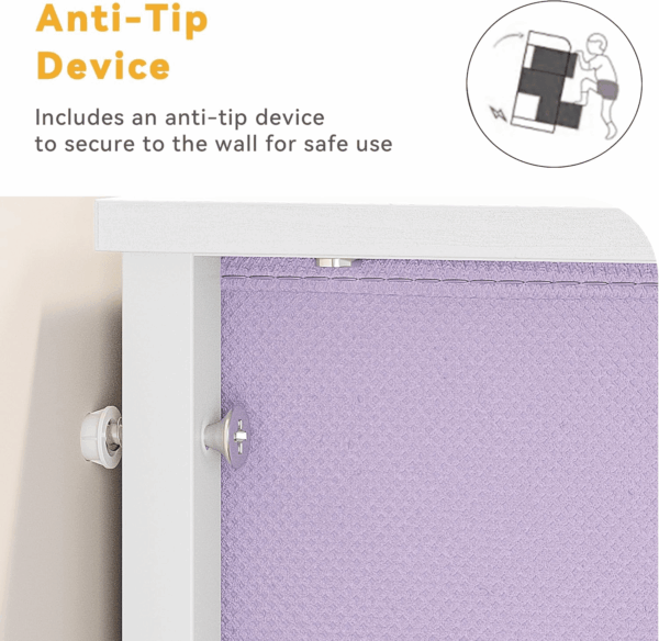 Dresser with 4 Drawers - Storage Tower Unit, Dresser for Bedroom, Living Room, Closets - Sturdy Steel Frame, Wooden Top & Easy Pull Fabric Bins, Purple - Image 7