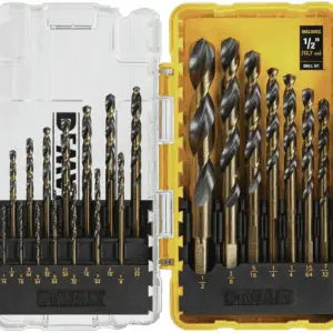 Drill Bit Set, 21-Piece, 135 Degree Split Point, 31 Degree Helix, Black Oxide Coated, for Plastic, Wood and Metal (DWA1181)