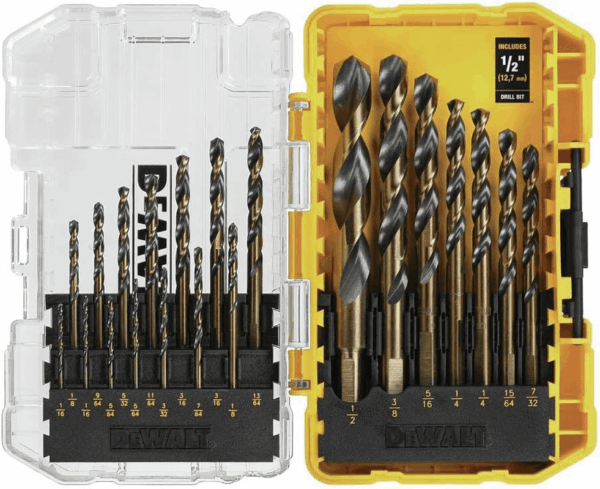 Drill Bit Set, 21-Piece, 135 Degree Split Point, 31 Degree Helix, Black Oxide Coated, for Plastic, Wood and Metal (DWA1181)