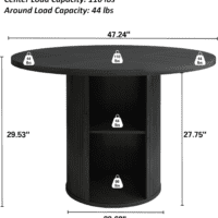 47 Inch round Dining Table for 4, Kitchen Table Dinner Table with 2-Layer Storage Shelf and Wood Slide Door for Home Dining Room Living Room (Black) - Image 2