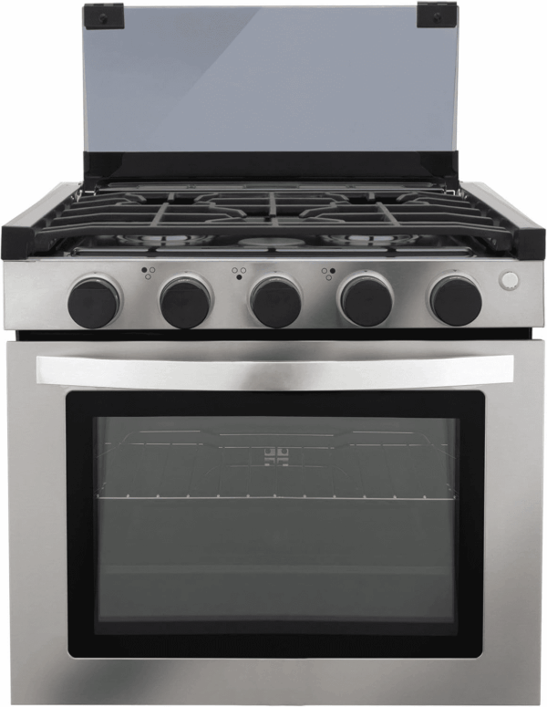 RV Stove Gas Range 21" Tall | 6500 and 8000 BTU Three Burner | 7100 BTU Oven with 1.8 Cu. Ft Capacity | Black or Stainless Steel Finish (Silver Version B, No Vented Range Hood) - Image 7