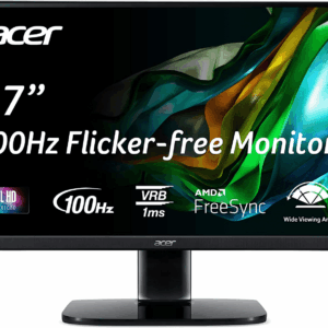 KB272 EBI 27" IPS Full HD (1920 X 1080) Zero-Frame Gaming Office Monitor | AMD Freesync Technology | up to 100Hz Refresh | 1Ms (VRB) | Low Blue Light | Tilt | HDMI & VGA Ports,Black