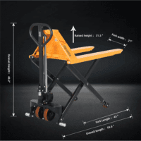 Manual Scissor Pallet Jack Truck High Lift Hand Truck 45" Lx21 W Fork Size 2200Lbs Capacity Suitable for Open Bottom Pallet - Image 3