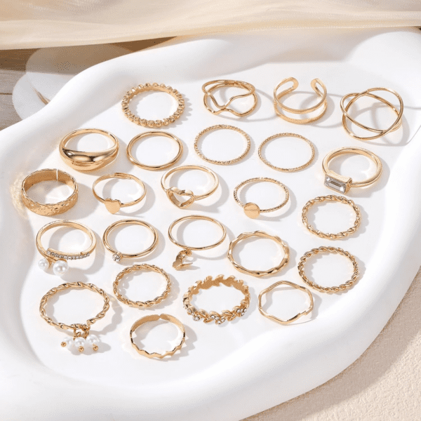 51 Pcs Gold Knuckle Rings Set for Women Girls Vintage Stackable Joint Finger Midi Rings Dainty Cubic Zirconia Crystal Simple Twist Hollow Cute Rings Pack Jewelry Gift - Image 3