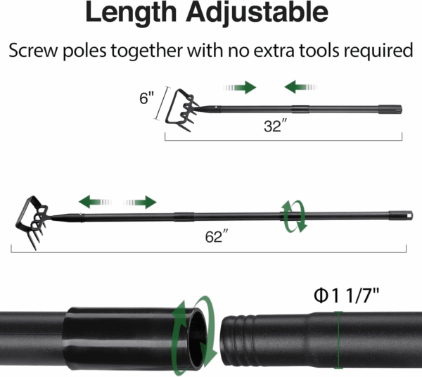 Stirrup Hoe and Cultivator Garden Tool Heavy Duty, Scuffle Loop Hula Action Hoe Weeding Gardening Hand Tools for Women Kids Men, Metal Weeder Scraper Garden Hoe Rake Weed Puller Long Handle 32-62 Inch - Image 5