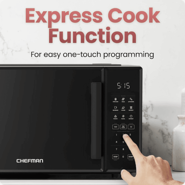 Countertop Microwave Oven 0.9 Cu. Ft., 900 Watts with 10 Power Levels, 6 Cooking Presets with One-Touch Express Cook, Eco Mode, Child Safety Lock, & Mute Button - Black - Image 5