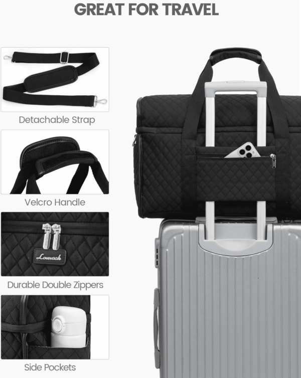 Travel Duffle Bag, Weekender Bags for Women, Carry on Duffel Bags for Airplanes, Overnight Bag with Toiletry Bag, Hospital Bag for Labor and Delivery, Yoga Gym Bag with Wet Pocket, 3Pcs Set - Image 4