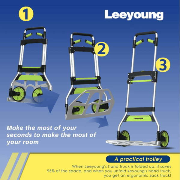 Folding Hand Truck and Dolly,309 Lb Capacity Aluminum Portable Cart with Telescoping Handle and PP+EVA Wheels - Image 5