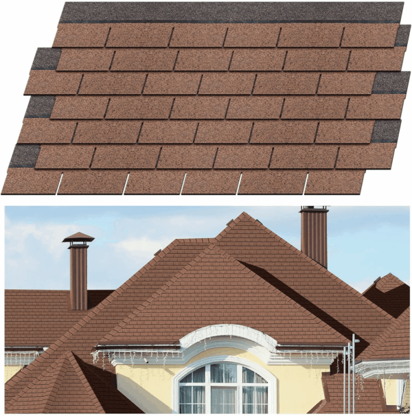 7 Pack Double Layer Asphalt Roof Shingles for Home 39 "X13" 3-Tab Roofing Shingles Tile Repairing Self Adhesive Shed Decor for Outdoor Garage Pet House Cover 10.7 Square Feet(Red)