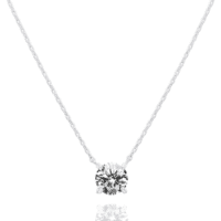 14K Gold Plated Crystal Solitaire 1.5 Carat (7.3Mm) Cubic Zirconia Dainty Choker Necklace | Gold Necklaces for Women