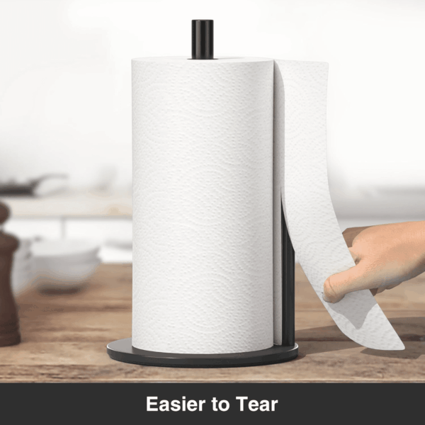 Paper Towel Holder Black Kitchen Roll Holder, Premium Stainless Steel Paper Towel Holder for Kitchen Roll Organize, Countertop Roll Dispenser with Weighted Base - Image 2