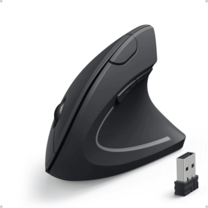 2.4G Wireless Vertical Ergonomic Optical Mouse for Work, Multi-Device Connectivity, 800 / 1200 /1600 DPI, 5 Buttons for Laptop, Desktop, PC - Black