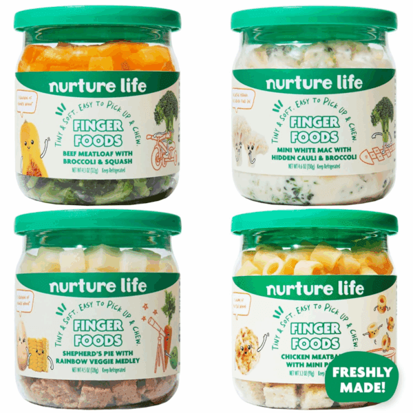 Finger Foods, Beef Chicken Pasta 4 Meal Variety Pack, Organic Focus Freshly Made Baby & Toddler Meals, Stage 3 Self Feeding, Ready to Eat Meals W/Veggies, Proteins, Refrigerated Delivery
