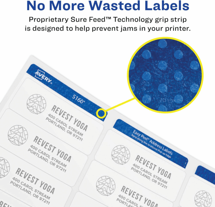 High Visibility Printable round Labels with Sure Feed, 2.5" Diameter, White, 300 Customizable Blank Labels Total (5294) - Image 3