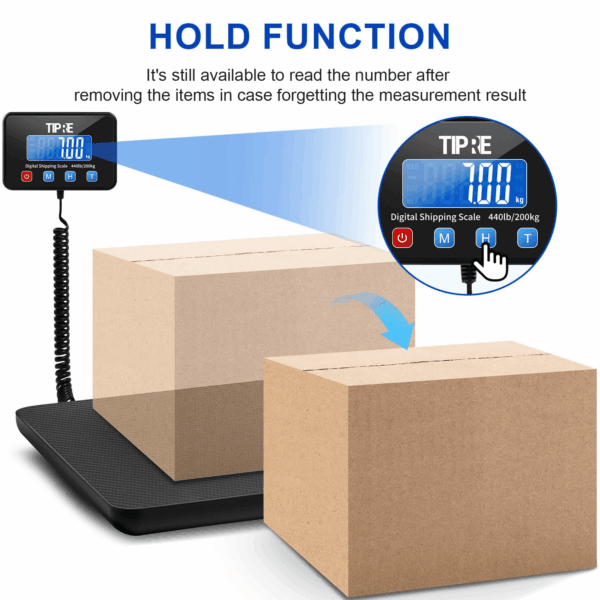 Digital Shipping Postal Scale 440Lb/0.5Oz Accuracy! Lightweight Carbon Fibre Commercial Weight Scale for Package, Small Business, Mail, Warehouse, Home, Luggage, Battery&Charging Cable Included - Image 5