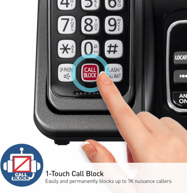 Cordless Phone with Answering Machine, Advanced Call Block, Bilingual Caller ID and Easy to Read High-Contrast Display, Expandable System with 2 Handsets - KX-TGD832M (Metallic Black) - Image 3