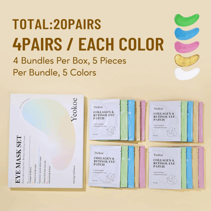 Under Eye Patches for Dark Circles,Eye Mask for Puffy Eyes with Collagen,Retinol,Vitmin C,Hyaluronic Acid and Niacinamide Face Masks Skincare Spa Gifts for Woman 20Pairs - Image 6