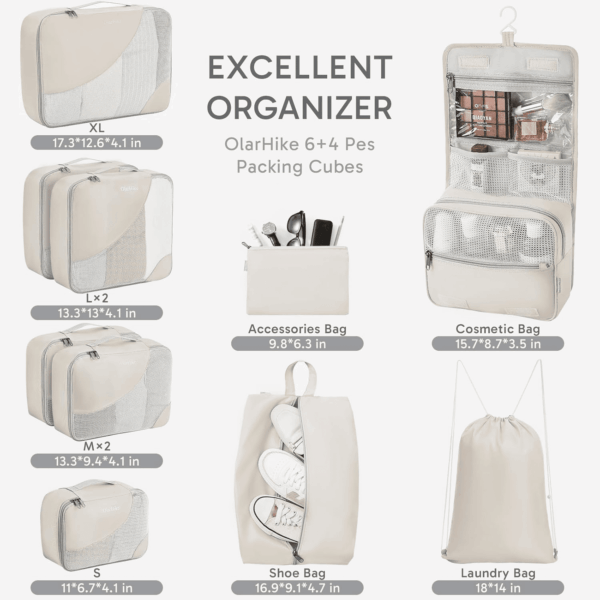 Travel Essentials ALL INCLUDED 10 Set Durable Packing Cubes for Suitcases, UPGRADED Anti-Tear Stitching, NEW Improved Luggage Packing Organizers for Travel Accessories - Image 2