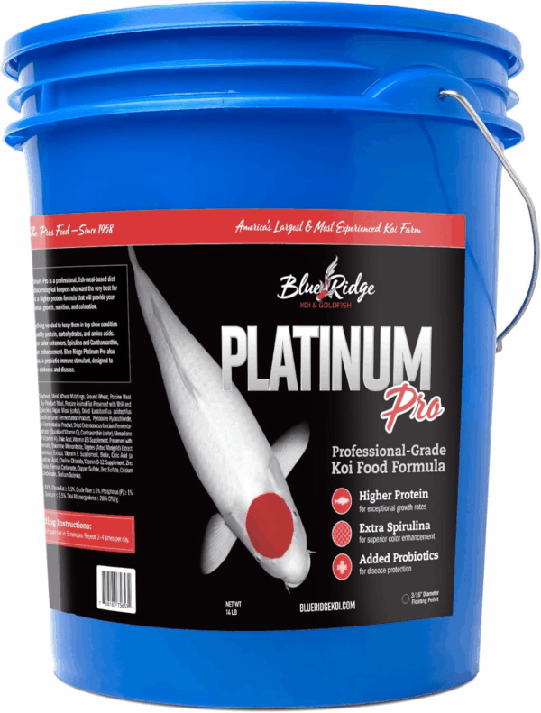 Blue Ridge Koi Fish Food 14Lb - Koi Food 3/16” Platinum Pro Formula Goldfish Food, Premium Fish Food for Ponds, Ponds Fish Food, Floating Pond Pellet