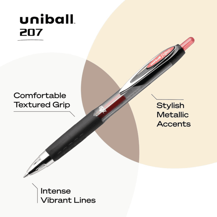 Uniball Signo 207 Gel Pen 12 Pack, 0.7Mm Medium Red Pens, Gel Ink Pens Office Supplies Sold by Uniball Are Pens, Ballpoint Pen, Colored Pens, Gel Pens, Fine Point, Smooth Writing Pens - Image 4