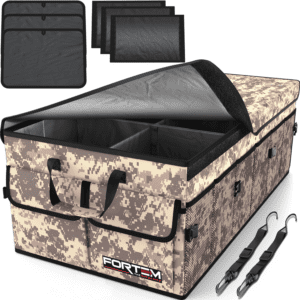 Car Trunk Organizer, Collapsible Multi Compartment SUV Organizer, Foldable Storage for Car Accessories for Women Men, 600D Oxford, Non Slip Bottom, Securing Straps, Soft Cover (85L)