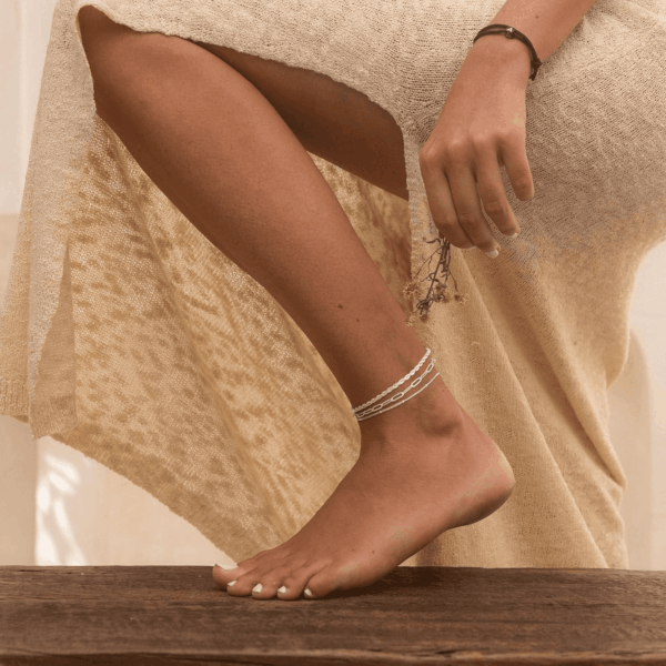 Dainty Silver Ankle Bracelets for Women Waterproof, S925 Sterling Silver Anklets Jewelry Layered Cuban Chain Herringbone Cute Anklets Set Pack Summer Beach Gift for Women Teen - Image 7