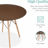 5-Piece Dining Set, Compact Mid-Century Modern Table & Chair Set for Home, Apartment W/ 4 Chairs, Plastic Seats, Wooden Legs, Metal Frame - Brown/Oak - Image 4