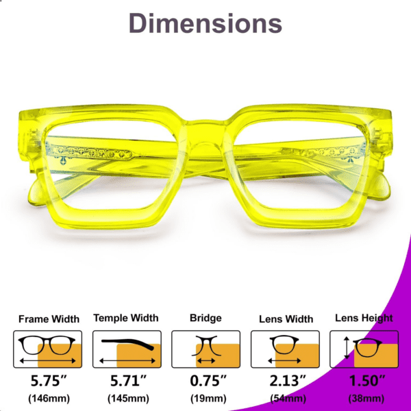 Enhanced Version Rectangle Chic Preppy Look Blue Light Blocking Glasses for Women Men RIVER-LIGHTER - Image 6