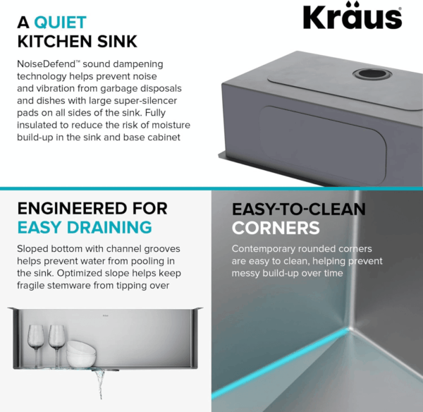 Standart Pro 30 -Inch Undermount Single Bowl 16 Gauge Stainless Steel Kitchen Sink, KHU100-30 - Image 6