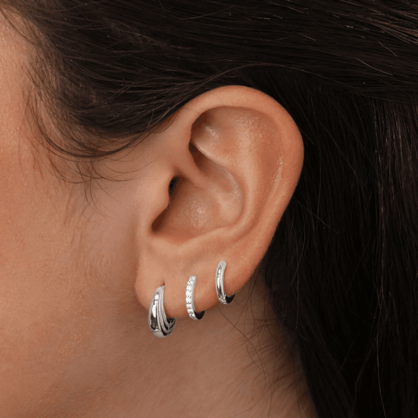 Small Sterling Silver Huggie Hoop Earrings Set for Women, 14K Gold Plated Cartilage Earings for Multiple Piercing Hypoallergenic Trendy Jewelry, Dainty Tiny Mini Stack Cubic Zircon Earring Gift - Image 2