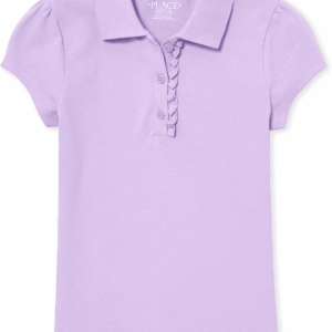 Girls' Short Sleeve Ruffle Pique Polo