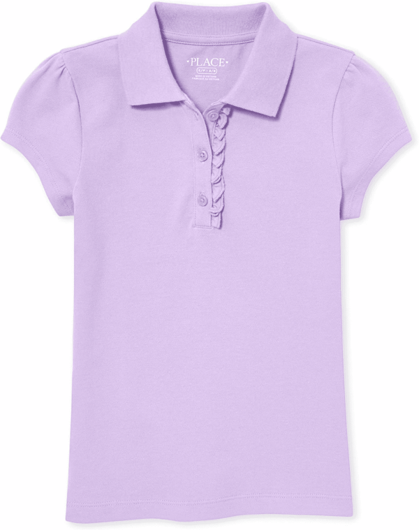 Girls' Short Sleeve Ruffle Pique Polo
