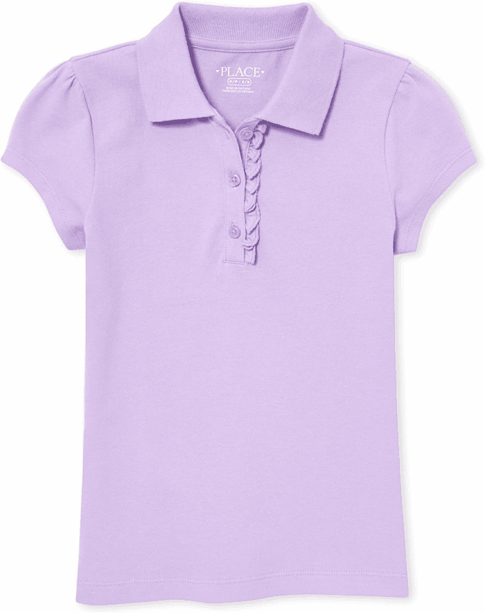 Girls' Short Sleeve Ruffle Pique Polo