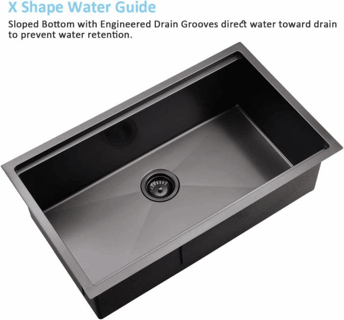 33 Inch Black Undermount Kitchen Sink Workstation- 33X19 Stainless Steel Kitchen Sink Undermount 16 Gauge Deep Single Bowl Black Sinks with Cutting Board - Image 5