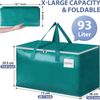 Moving Bags-Heavy Duty Moving Boxes, Storage Totes with Zipper, Reinforced Handles and Tag Pocket-Collapsible Moving Supplies for Moving, Storage and Travel 93L(Green-4 Pack) - Image 2
