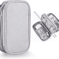 Electronics Accessories Organizer Pouch Bag, Designed for Power Adapter/Charger/Cables/Mouse, for Travel (Light Grey)