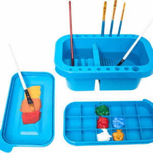 Paint Brush Cleaner, Paint Brush Holder and Organizers with Palette for Acrylic, Watercolor, and Water-Based Paints (Royal Blue)