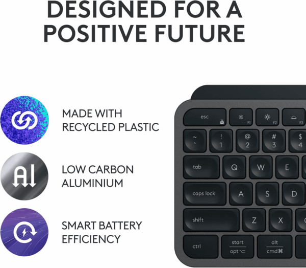 MX Keys S Wireless Keyboard, Low Profile, Fluid Precise Quiet Typing, Programmable Keys, Backlighting, Bluetooth, USB C Rechargeable, for Windows PC, Linux, Chrome, Mac - Graphite - Image 5