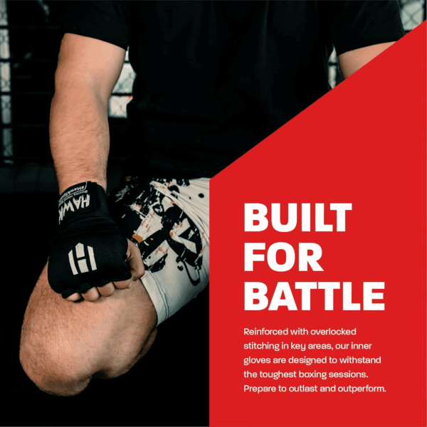 Hawk Padded Inner Gloves Training Gel Elastic Hand Wraps for Boxing Gloves Quick Wraps Men & Women Kickboxing Muay Thai MMA Bandages Fist Knuckle Wrist Wrap Protector Handwraps (Pair) - Image 5