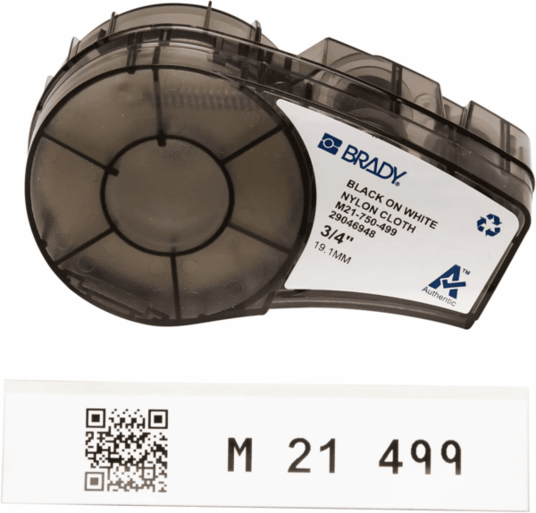 Authentic (M21-750-499) Multi-Purpose Nylon Label for General ID, Wire Marking, and Lab, Black on White- Designed for M210, M210-LAB, M211, BMP21-PLUS and BMP21-LAB Printers, .75" W 16' L