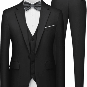 Men'S 3 Pieces Suit Elegant Solid One Button Slim Fit Single Breasted Party Blazer Vest Pants Set