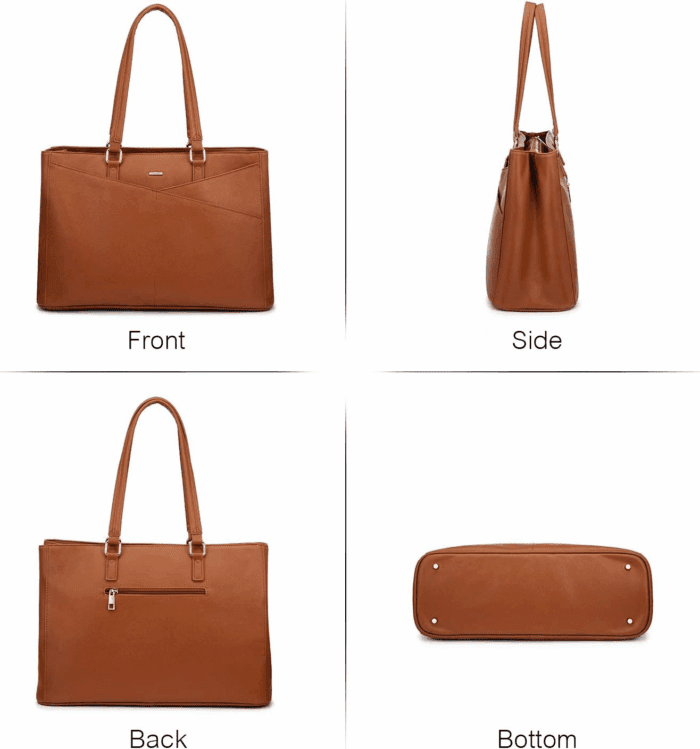 Laptop Tote Bag for Women 15.6 Inch Waterproof Leather Computer Bags Women Business Office Work Bag Briefcase Brown - Image 8